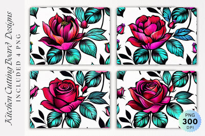 Rose Flowers Cutting Board PNG Design Sublimation Regulrcrative 