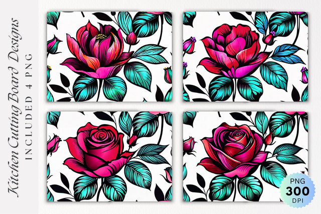 Rose Flowers Cutting Board PNG Design Sublimation Regulrcrative 