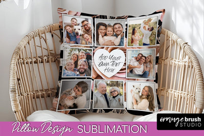 Rose Flowers Photo Frame Pillow Sublimation - Add Your Photo Sublimation OrangeBrushStudio 
