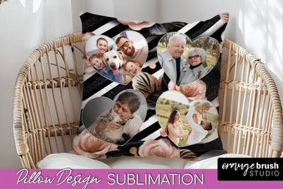 Rose Flowers Photo Frame Pillow Sublimation - Add Your Photo Sublimation OrangeBrushStudio 