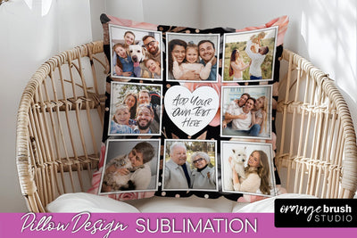 Rose Flowers Photo Frame Pillow Sublimation - Add Your Photo Sublimation OrangeBrushStudio 