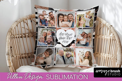 Rose Flowers Photo Frame Pillow Sublimation - Add Your Photo Sublimation OrangeBrushStudio 