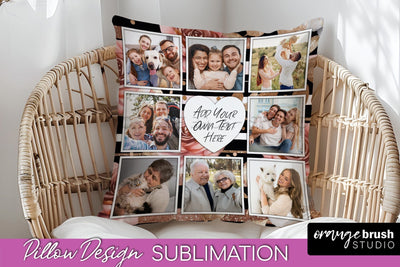 Rose Flowers Photo Frame Pillow Sublimation - Add Your Photo Sublimation OrangeBrushStudio 