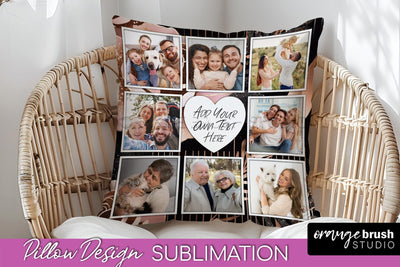 Rose Flowers Photo Frame Pillow Sublimation - Add Your Photo Sublimation OrangeBrushStudio 