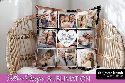 Rose Flowers Photo Frame Pillow Sublimation - Add Your Photo Sublimation OrangeBrushStudio 
