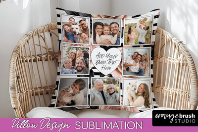 Rose Flowers Photo Frame Pillow Sublimation - Add Your Photo Sublimation OrangeBrushStudio 
