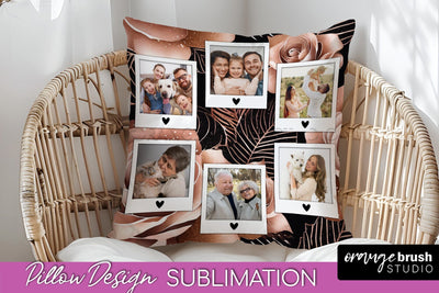 Rose Flowers Photo Frame Pillow Sublimation - Add Your Photo Sublimation OrangeBrushStudio 