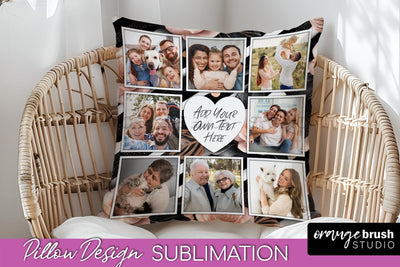 Rose Flowers Photo Frame Pillow Sublimation - Add Your Photo Sublimation OrangeBrushStudio 