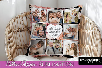 Rose Flowers Photo Frame Pillow Sublimation - Add Your Photo Sublimation OrangeBrushStudio 