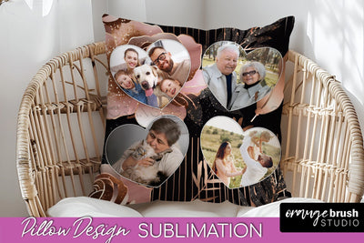 Rose Flowers Photo Frame Pillow Sublimation - Add Your Photo Sublimation OrangeBrushStudio 