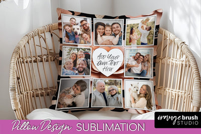 Rose Flowers Photo Frame Pillow Sublimation - Add Your Photo Sublimation OrangeBrushStudio 