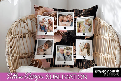 Rose Flowers Photo Frame Pillow Sublimation - Add Your Photo Sublimation OrangeBrushStudio 