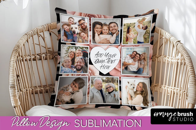 Rose Flowers Photo Frame Pillow Sublimation - Add Your Photo Sublimation OrangeBrushStudio 