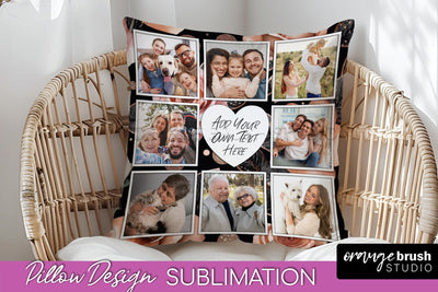 Rose Flowers Photo Frame Pillow Sublimation - Add Your Photo Sublimation OrangeBrushStudio 