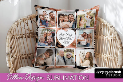Rose Flowers Photo Frame Pillow Sublimation - Add Your Photo Sublimation OrangeBrushStudio 
