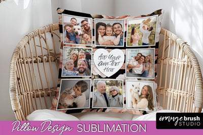 Rose Flowers Photo Frame Pillow Sublimation - Add Your Photo Sublimation OrangeBrushStudio 