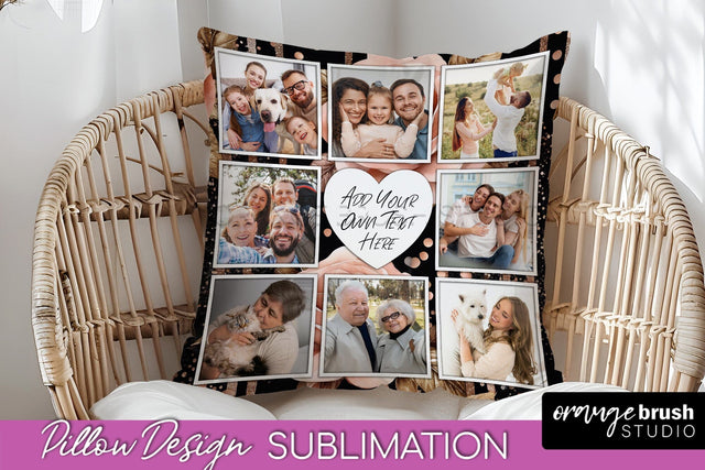 Rose Flowers Photo Frame Pillow Sublimation - Add Your Photo Sublimation OrangeBrushStudio 