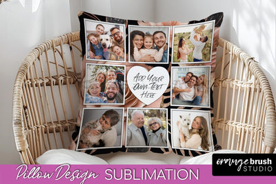 Rose Flowers Photo Frame Pillow Sublimation - Add Your Photo Sublimation OrangeBrushStudio 