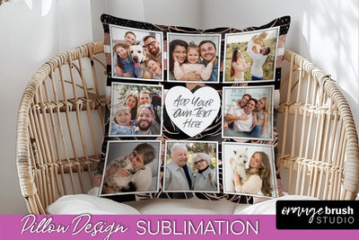 Rose Flowers Photo Frame Pillow Sublimation - Add Your Photo Sublimation OrangeBrushStudio 