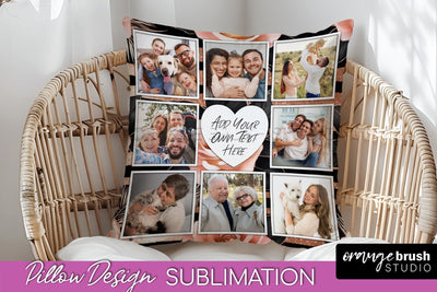 Rose Flowers Photo Frame Pillow Sublimation - Add Your Photo Sublimation OrangeBrushStudio 