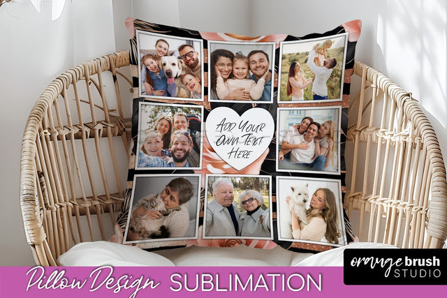 Rose Flowers Photo Frame Pillow Sublimation - Add Your Photo Sublimation OrangeBrushStudio 