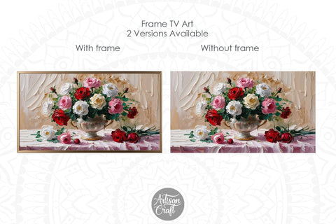 Rose frame TV art, impressionist TV art, Valentines Frame TV art Digital Pattern Artisan Craft SVG 