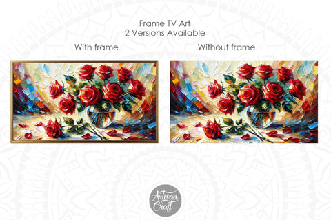 Rose Frame Tv Art, tv wallpaper, Valentines Day Frame TV art Digital Pattern Artisan Craft SVG 
