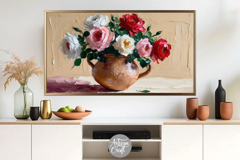 Rose Frame TV Art, Valentine Frame TV art, rose wallpaper Digital Pattern Artisan Craft SVG 