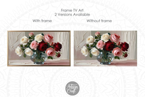 Rose Frame TV Art, Valentine Frame TV art, rose wallpaper Digital Pattern Artisan Craft SVG 