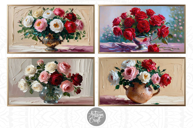 Rose Frame TV Art, Valentine Frame TV art, rose wallpaper Digital Pattern Artisan Craft SVG 