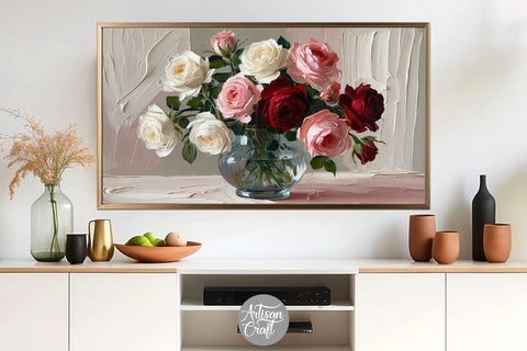 Rose Frame TV Art, Valentine Frame TV art, rose wallpaper Digital Pattern Artisan Craft SVG 