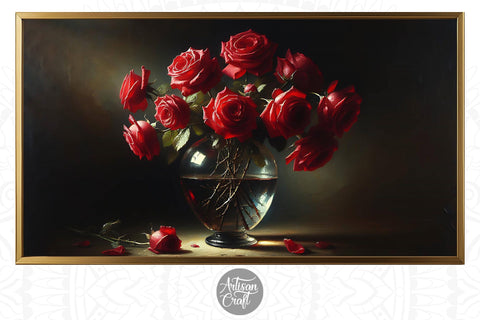 Rose Frame TV art, Valentine screensaver Digital Pattern Artisan Craft SVG 