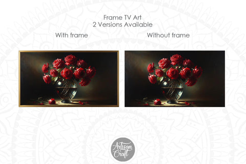Rose Frame TV art, Valentine screensaver Digital Pattern Artisan Craft SVG 