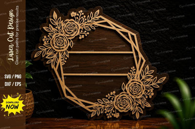 Rose Geometric Frame Laser Cut Svg Design SVG Regulrcrative 