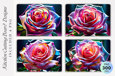 Rose Glass Cutting Board PNG Design Sublimation Regulrcrative 