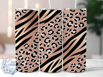 Rose Gold Animal Print 20oz Tumbler, Rose gold design, Animal print tumbler, 20oz skinny tumbler, Glam animal print, Sublimation tumbler wrap, Rose gold leopard, Animal print pattern Sublimation ToriDesigns 