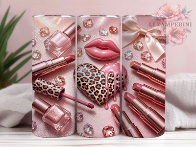 Rose Gold Beauty Glam 20oz Tumbler, Rose Gold, Beauty Theme, Glam Style, Elegant Charm, Luxury Motif, Skinny Tumbler, Sublimation PNG Sublimation Li Zamperini 