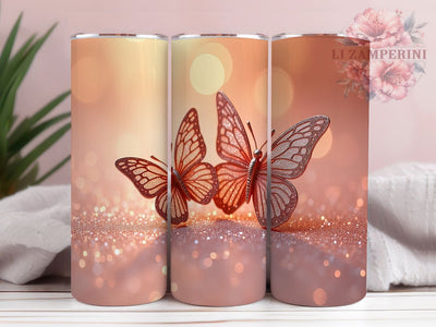 Rose Gold Butterfly 20oz Glitter Tumbler Wrap, 3D Butterfly Tumbler, 20oz Tumbler Design, Sublimation Tumbler Wrap, Elegant Butterfly Wrap, Shimmer Tumbler Design Sublimation Li Zamperini 
