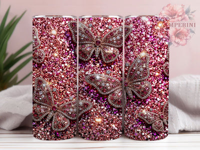 Rose Gold Butterfly 20oz Tumbler, Rose Gold Butterfly, Butterfly Tumbler, Rose Gold PNG, Butterfly PNG, Rose Gold Tumbler, Gold Butterfly PNG, 20oz Tumbler Wrap Sublimation Li Zamperini 