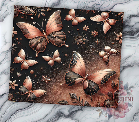 Rose Gold Butterfly Glitter 20oz Tumbler, Butterfly Tumbler Wrap, Glitter Sublimation, 20oz Tumbler, Butterfly Lover Gift, Girly Tumbler, Rose Gold Glitter Sublimation Li Zamperini 