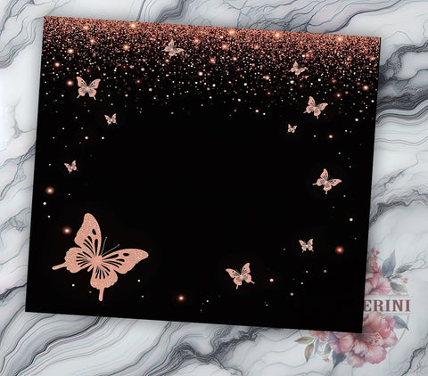 Rose Gold Butterfly Glitter 20oz Tumbler, Butterfly Tumbler Wrap, Glitter Sublimation, 20oz Tumbler, Butterfly Lover Gift, Girly Tumbler, Rose Gold Glitter Sublimation Li Zamperini 