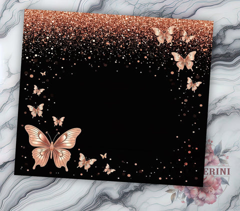Rose Gold Butterfly Glitter 20oz Tumbler, Butterfly Tumbler Wrap, Glitter Sublimation, 20oz Tumbler, Butterfly Lover Gift, Girly Tumbler, Rose Gold Glitter Sublimation Li Zamperini 
