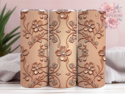 Rose Gold Floral Glam Tumbler Wrap, Floral Bling, Glam Style, Elegant Wrap, Sparkle Theme, Luxury Design, Sublimation Design Sublimation Li Zamperini 