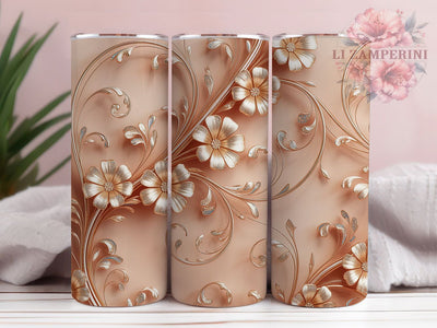 Rose Gold Floral Glam Tumbler Wrap, Floral Bling, Glam Style, Elegant Wrap, Sparkle Theme, Luxury Design, Sublimation Design Sublimation Li Zamperini 