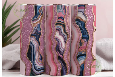 Rose Gold Geode Glitter 20oz Tumbler Sublimation PixelChick 