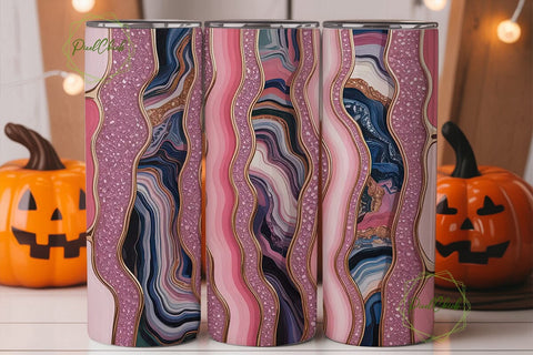 Rose Gold Geode Glitter 20oz Tumbler Sublimation PixelChick 