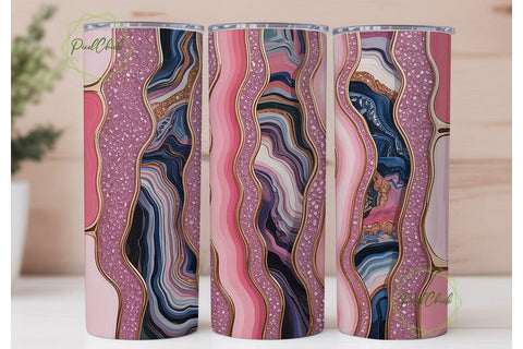 Rose Gold Geode Glitter 20oz Tumbler Sublimation PixelChick 