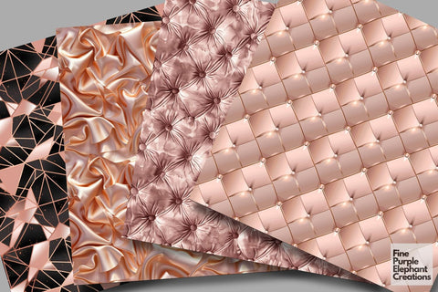 Rose Gold Glam Digital Paper | Luxury Glitter Art Deco Digital Pattern Fine Purple Elephant Creations 
