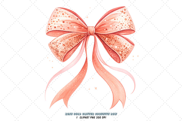 Rose Gold Glitter Coquette Bow Clipart, rose gold bow, glitter coquette bow, romantic bow design, gold glitter clipart, digital bow design, feminine rose bow, glitter bow art Sublimation FloridPrintables 