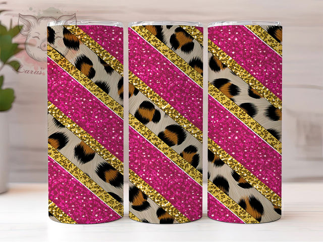 Rose Gold Glitter Leopard Tumbler, Rose Gold Leopard, Cheetah Print Design, Pink Leopard Template, Glam Tumbler Wrap, Sparkle Animal Pattern, Feminine Leopard Print Sublimation Lara' s Designs 
